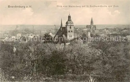 AK / Ansichtskarte 73817581 Brandenburg__Havel Blick vom Marienberg auf St Gotthard Kirche und Dom Feldpost 