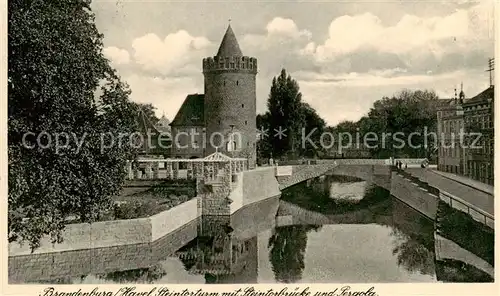 AK / Ansichtskarte  Brandenburg__Havel Steintorturm mit Steintorbruecke und Pergola 