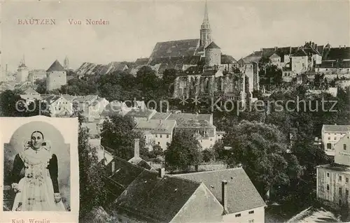 AK / Ansichtskarte  Bautzen Stadtansicht mit Schloss und Kirche Kath Wendin Bautzen