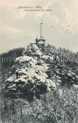 AK / Ansichtskarte  Blankenburg_Harz Grossvaterfelsen im Schnee Blankenburg_Harz