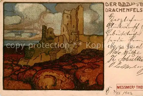 AK / Ansichtskarte 73817659 Koenigswinter_Rhein Der Drachenfels Kuenstlerkarte 