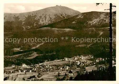 AK / Ansichtskarte 73817670 Brueckenberg_Krummhuebel_Riesengebirge_PL mit Schneekoppe 