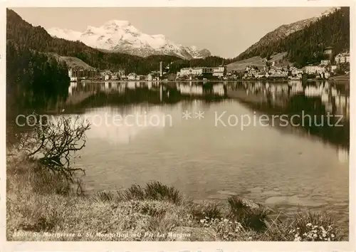 AK / Ansichtskarte St_Moritz_Bad_GR St Moritzersee mit Piz La Margna St_Moritz_Bad_GR