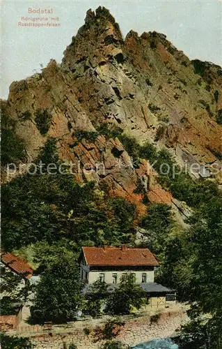 AK / Ansichtskarte  Bodetal_Bodethal_Harz Koenigsruhe mit Rosstrappenfelsen 