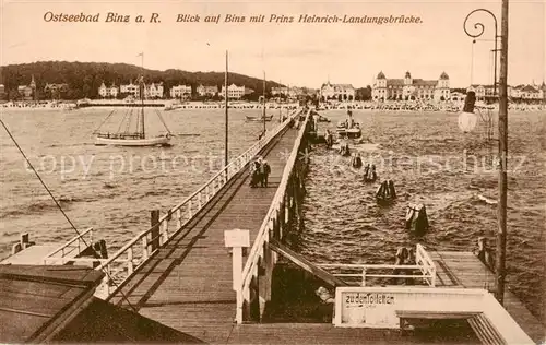 AK / Ansichtskarte  Binz_Ruegen Blick auf Binz mit Prinz Heinrich Landungsbruecke Binz_Ruegen