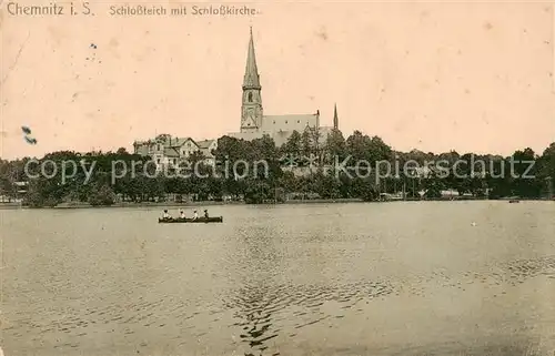 AK / Ansichtskarte 73817826 Chemnitz Schlossteich mit Schlosskirche Chemnitz