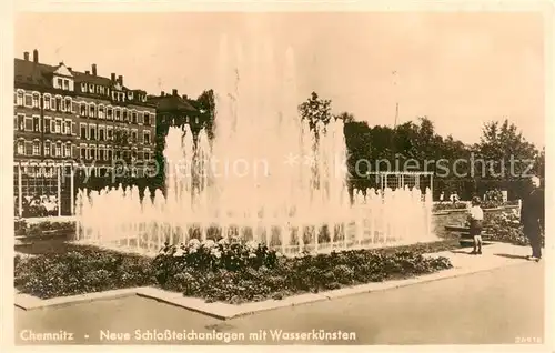 AK / Ansichtskarte  Chemnitz Neue Schlossteichanlage mit Wasserkuensten Chemnitz