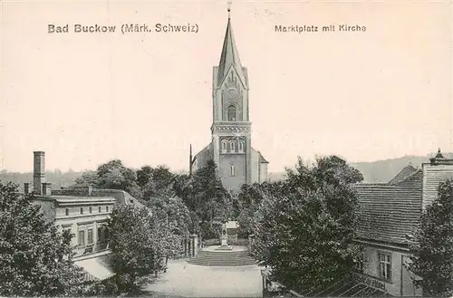 AK / Ansichtskarte  Bad_Buckow_Maerkische_Schweiz Marktplatz mit Kirche Bad_Buckow