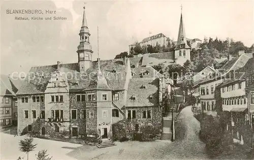 AK / Ansichtskarte  Blankenburg_Harz Rathaus Kirche und Schloss Blankenburg_Harz