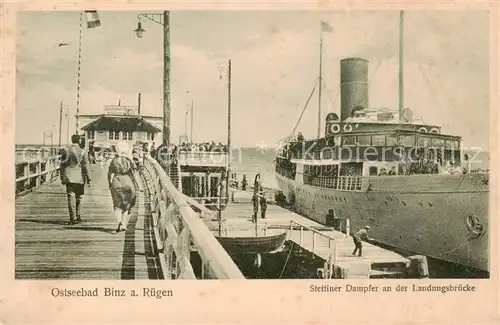 AK / Ansichtskarte  Binz_Ruegen Stettiner Dampfer an der Landungsbruecke Binz_Ruegen