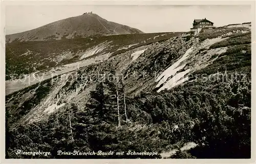 AK / Ansichtskarte  Riesengebirge_Schlesischer_Teil Prinz Heinrich Baude mit Schneekoppe 