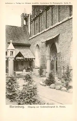 AK / Ansichtskarte 73817985 Marienburg__Westpreussen_Malbork_PL Die Marienburg Eingang zur Hochmeistergruft St Annen 