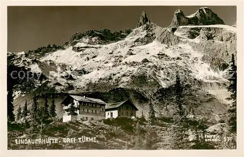 AK / Ansichtskarte  Lindauerhuette_1770m_Gauertal_Vorarlberg_AT Drei Tuerme 