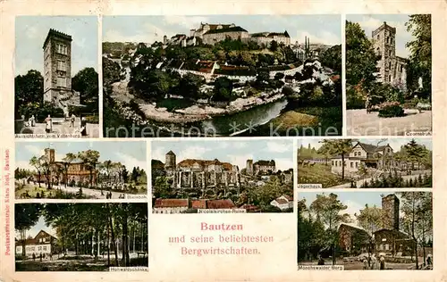 AK / Ansichtskarte  Bautzen Stadtpanorama Aussichtsturm Valtenberg Bergbauden Hohwaldschaenke Jaegerhaus Moenchswalder Berg Bautzen