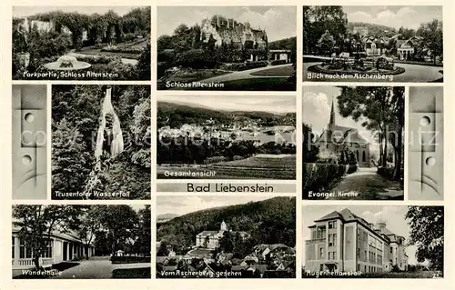 AK / Ansichtskarte  Bad_Liebenstein Park Schloss Alenstein Aschenberg Wasserfall Kirche Augenheilanstalt Wandelhalle Panorama Bad_Liebenstein