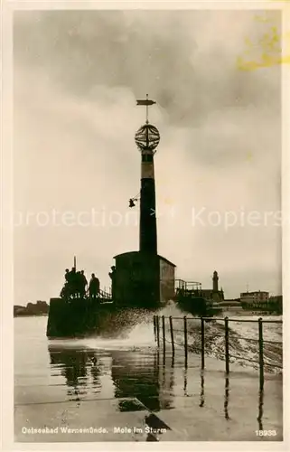 AK / Ansichtskarte  Warnemuende_Ostseebad Mole im Sturm Warnemuende_Ostseebad