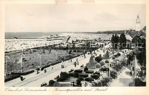 AK / Ansichtskarte  Swinemuende_Swinoujscie Konzertpavillon und Strand Swinemuende Swinoujscie