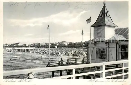 AK / Ansichtskarte  Ahlbeck_Ostseebad Blick von der Seebruecke Strand Ahlbeck_Ostseebad