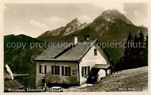 AK / Ansichtskarte 73818136 Brunnhaus_998m_Watzmann_Berchtesgaden Almwirtschaft Soeldenkoepfl mit Watzmann 