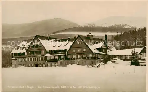 AK / Ansichtskarte 73818269 Krummhuebel_Karpacz_Riesengebirge_PL Teichmannbaude mit Schneekoppe 
