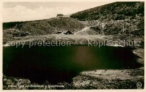 AK / Ansichtskarte  Riesengebirge_Schlesischer_Teil Kleiner Teich mit Teichbaude und Hampelbaude 