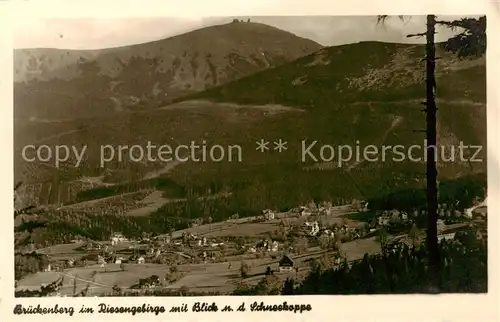 AK / Ansichtskarte 73818305 Brueckenberg_Krummhuebel_Riesengebirge_PL Panorama mit Schneekoppenblick 