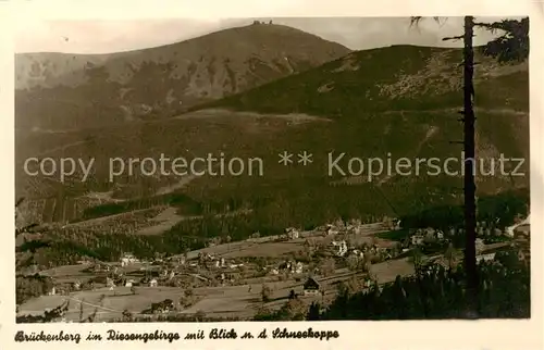 AK / Ansichtskarte  Brueckenberg_Krummhuebel_Riesengebirge_PL Panorama mit Schneekoppenblick 