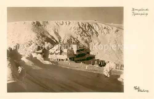 AK / Ansichtskarte 73818327 Riesengebirge_Schlesischer_Teil Hampelbaude im Winter 