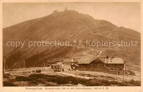 AK / Ansichtskarte  Riesengebirge_Schlesischer_Teil Riesenbaude mit Schneekoppe 