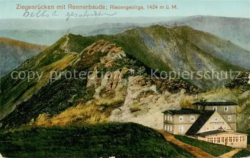 AK / Ansichtskarte  Riesengebirge_Schlesischer_Teil Ziegenruecken mit Rennerbaude 