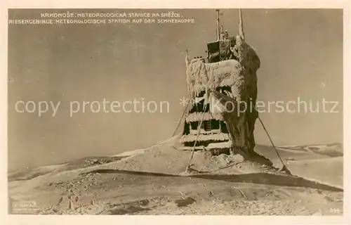 AK / Ansichtskarte 73818340 Riesengebirge_Schlesischer_Teil Meteorologische Station auf der Schneekoppe 