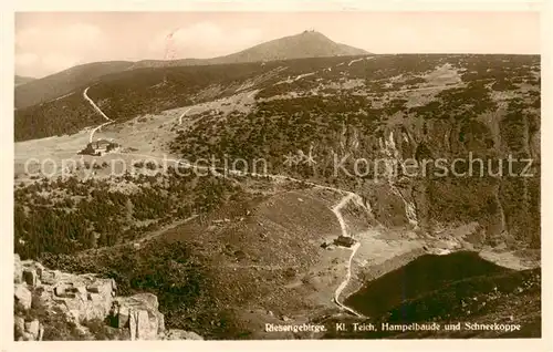 AK / Ansichtskarte 73818355 Riesengebirge_Schlesischer_Teil Kleiner Teich Hampelbaude und Schneekoppe 