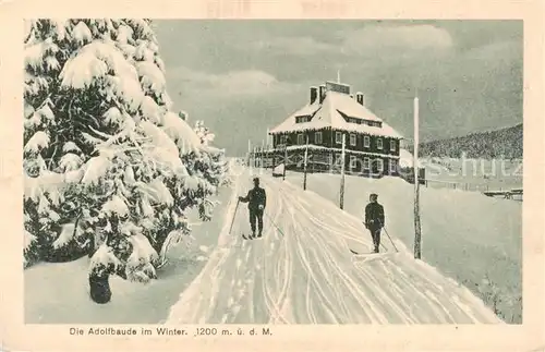 AK / Ansichtskarte 73818385 Riesengebirge_Schlesischer_Teil Adolfbaude im Winter 