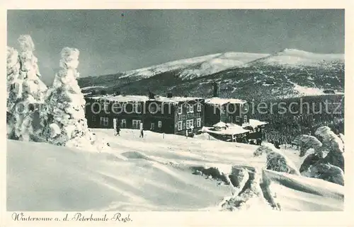 AK / Ansichtskarte 73818458 Riesengebirge_Schlesischer_Teil Peterbaude Winterpanorama 