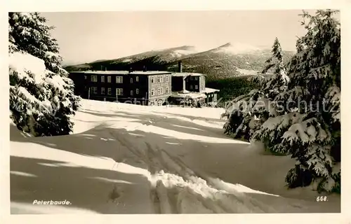 AK / Ansichtskarte  Riesengebirge_Schlesischer_Teil Peterbaude Winterpanorama 