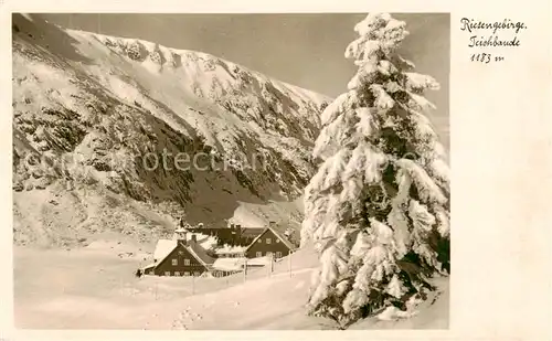 AK / Ansichtskarte 73818461 Riesengebirge_Schlesischer_Teil Teichbaude im Winter 