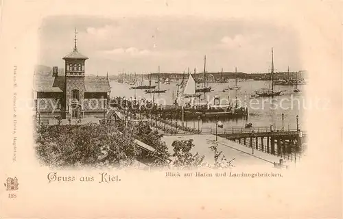 AK / Ansichtskarte  Kiel Blick auf Hafen und Landungsbruecken Deutsche Reichspost Kiel