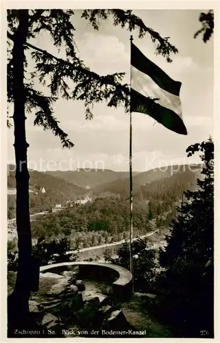 AK / Ansichtskarte 73818524 Scharfenstein_Erzgebirge_Zschopautal Panorama Blick von der Bodemer-Kanzel 