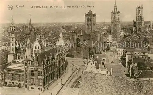 AK / Ansichtskarte  Gand_Belgien Poste Eglise Saint Nicolas Beffroi Eglise Saint Bavon Gand Belgien