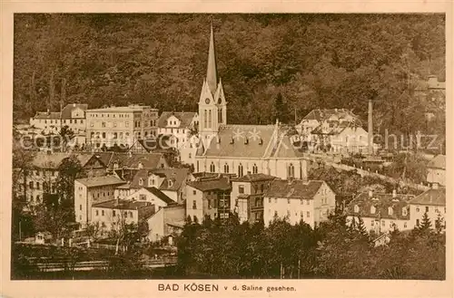 AK / Ansichtskarte 73818534 Bad_Koesen Stadtbild mit Kirche von der Saline aus gesehen Bad_Koesen