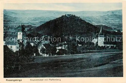AK / Ansichtskarte 73818648 Krummhuebel_Karpacz_Riesengebirge_PL Panorama mit Pfaffenberg 