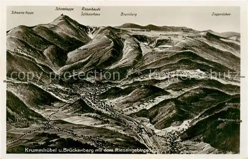 AK / Ansichtskarte  Krummhuebel_Karpacz_Riesengebirge_PL Panorama mit Brueckenberg  