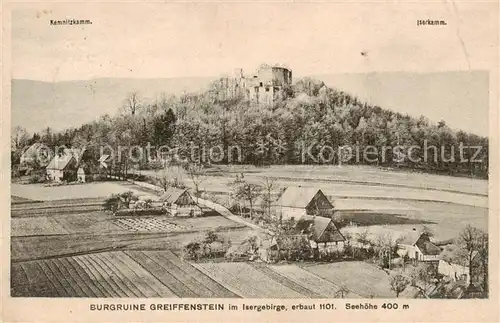 AK / Ansichtskarte 73818683 Isergebirge_Jizerske_Hory_CZ Burgruine Greiffenstein mit Kemnitzkamm und Iserkamm 