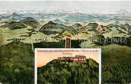 AK / Ansichtskarte 73818686 Riesengebirge_Boehmischer_Teil Panorama Hochwald Baude Nordseite 