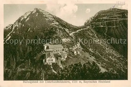 AK / Ansichtskarte  Herzogstand_1738m_Kochel_See_Oberbayern Fliegeraufnahme mit Unterkunftshaeusern 