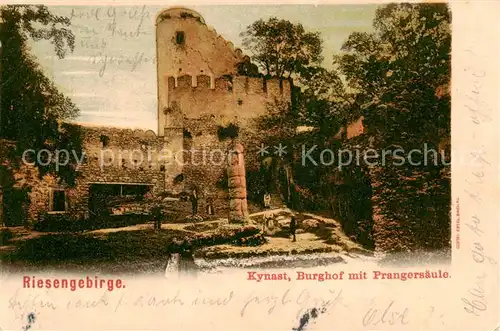 AK / Ansichtskarte  Kynast_Sobieszow_PL Burghof mit Prangersaeule 