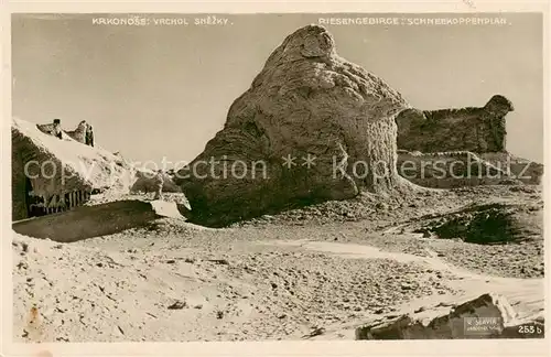 AK / Ansichtskarte  Schneekoppe_Snezka_CZ Bergbauden im Winter 