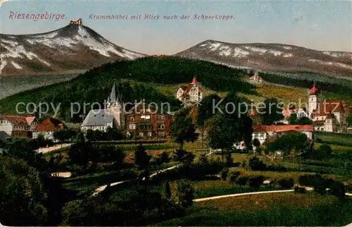AK / Ansichtskarte 73818880 Krummhuebel_Karpacz_Riesengebirge_PL Panorama mit Blick nach der Schneekoppe 