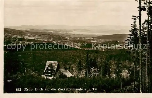 AK / Ansichtskarte 73818881 Ober-Schreiberhau_Szklarska_Poreba_Riesengebirge_PL Blick auf die Zackelfallbaude Panorama Blick ins Tal 