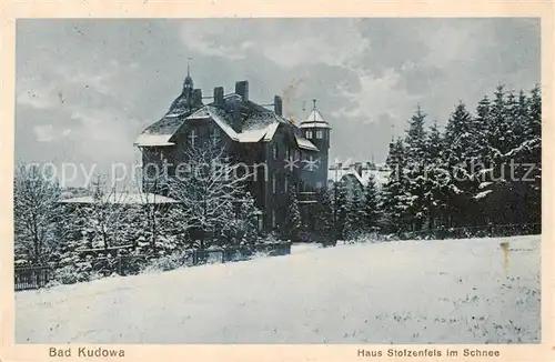 AK / Ansichtskarte 73818966 Bad_Kudowa_Kudowa-Zdroj_Niederschlesien_PL Haus Stolzenfels im Schnee 